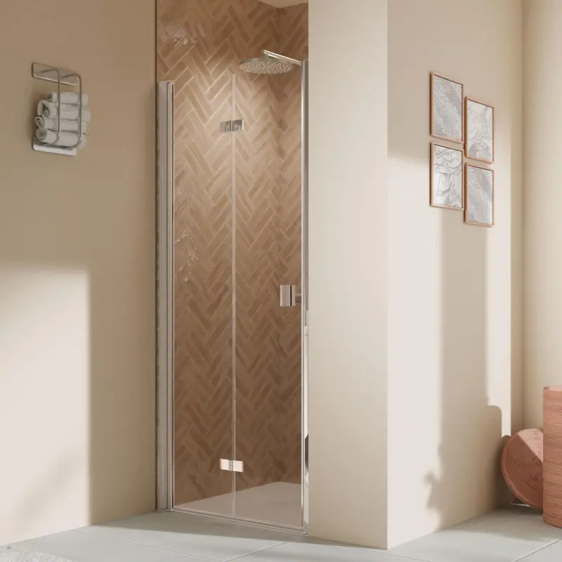 Aktuell Breuer Elana 2.0 eckig Drehfalttür 2-teilig für Nische oder Badewannenseitenwand (auf Wanne) Türanschlag links Klarglas hell 90 cm - Alu Chromeffekt
