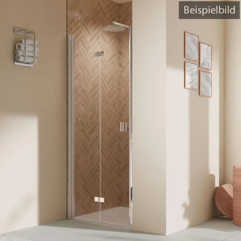 Highlight Breuer Elana 2.0 eckig Drehfalttür 2-teilig für Nische oder Badewannenseitenwand (auf Wanne) Türanschlag links Bronce getönt 90 cm - Alu Chromeffekt