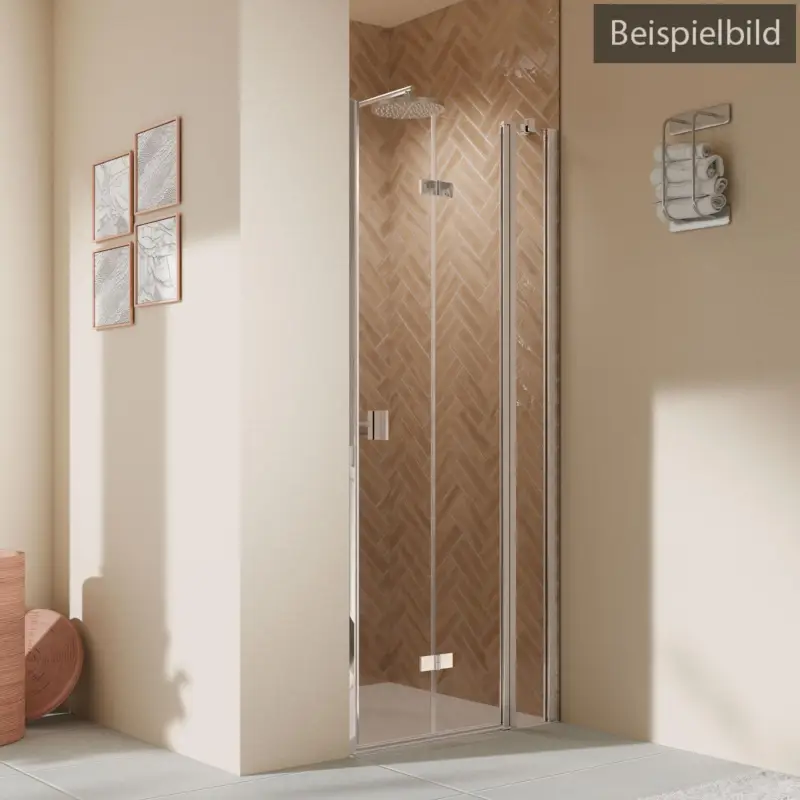 Neu Breuer Elana 2.0 eckig Black Edition Drehfalttür mit Festteil für Nische oder Badewannenseitenwand (auf Wanne) Türanschlag rechts Bronce getönt 140 cm - Schwarz matt
