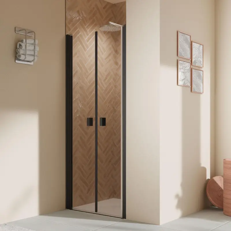 Meistverkauft Breuer Elana 2.0 eckig Black Edition Pendeltür für Nische oder Badewannenseitenwand (auf Wanne) Klarglas hell 90 cm - Schwarz matt