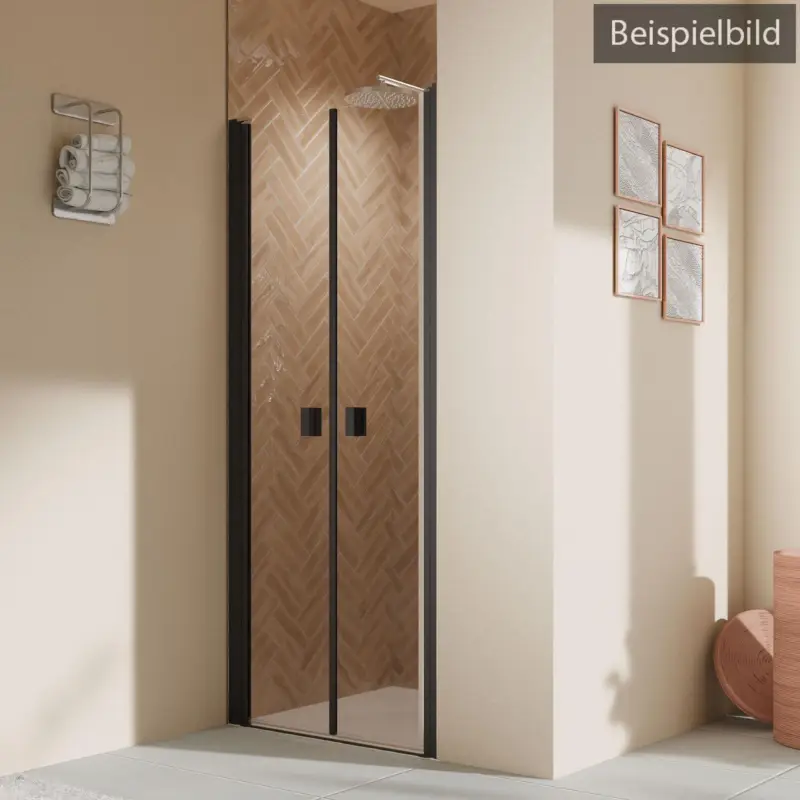 Abverkauf Breuer Elana 2.0 eckig Black Edition Pendeltür für Nische oder Badewannenseitenwand (auf Wanne) Grau getönt 90 cm - Schwarz matt