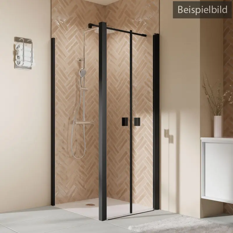 Breuer Elana 2.0 eckig Black Edition Pendeltür für Seitenwand Satiniert 90 cm - Schwarz matt Bestpreis