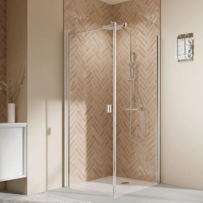 Breuer Elana 2.0 eckig Drehtür für Seitenwand oder Badewannen-SW (neben Wanne) Türanschlag links Klarglas hell 90 cm - Alu Chromeffekt Versand Am Gleichen Tag