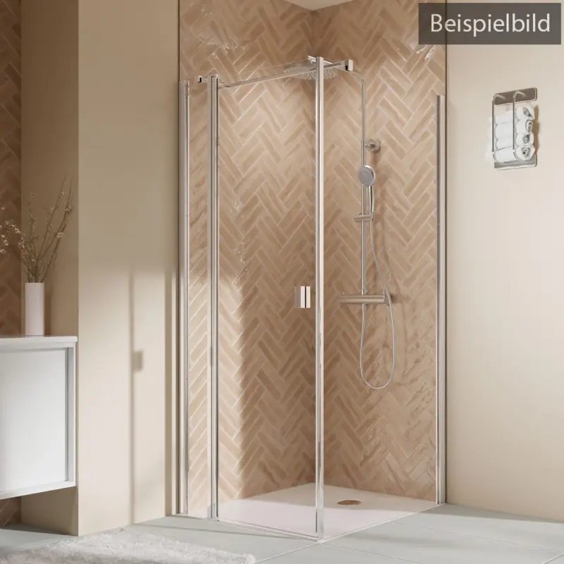 Breuer Elana 2.0 eckig Black Edition Drehtür mit Festteil für Seitenwand oder Badewannen-SW (neben Wanne) Türanschlag links Terrazzo 100 cm - Schwarz matt Neue Ware