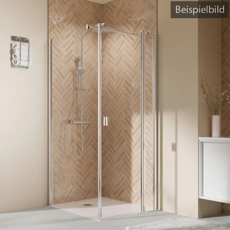 Highlight Breuer Elana 2.0 eckig Drehtür mit Festteil für Seitenwand oder Badewannen-SW (neben Wanne) Türanschlag rechts Klarglas hell mit DualPlus 100 cm - Alu Silber matt