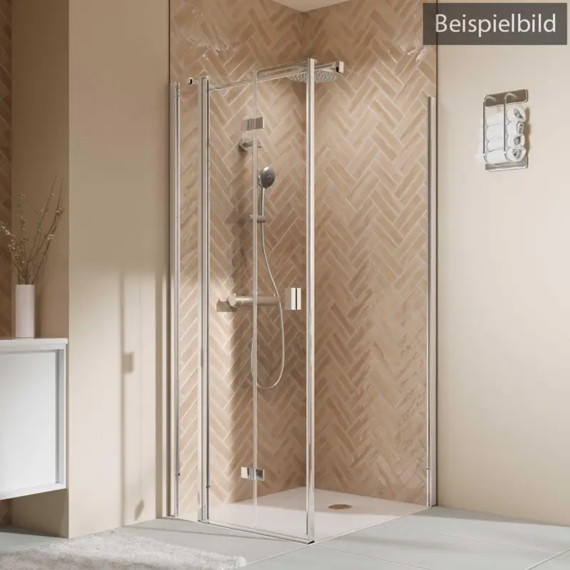 Breuer Elana 2.0 eckig Drehfalttür mit Festteil für Seitenwand oder Badewannen-SW (neben Wanne) Türanschlag links Mastercarre 90 cm - Alu Chromeffekt Solange Der Vorrat Reicht