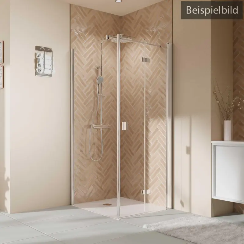 Breuer Elana 2.0 eckig Seitenwand für Drehtür oder Drehfalttür Wandanschlag links Terrazzo 80 cm - Alu Silber matt Sichere Zahlung