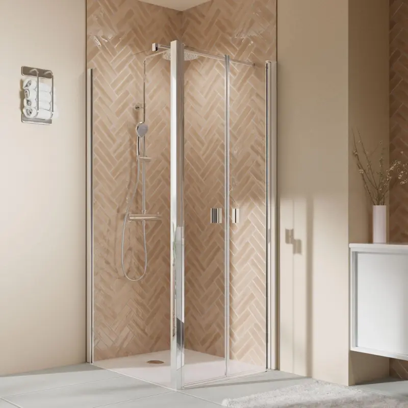 Breuer Elana 2.0 eckig Seitenwand für Pendeltür Wandanschlag links Klarglas hell 120 cm - Alu Chromeffekt Begrenztes Angebot