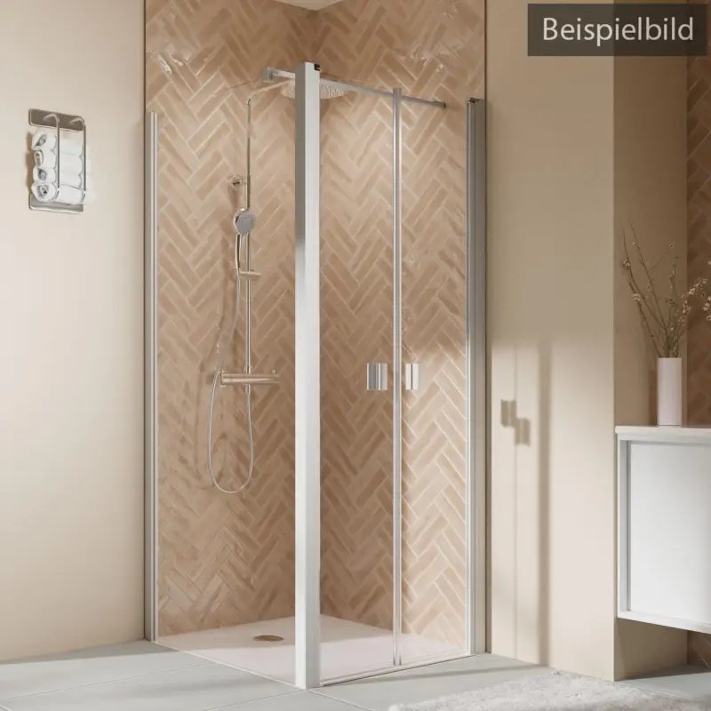 Breuer Elana 2.0 eckig Seitenwand für Pendeltür Wandanschlag links Klarglas hell mit DualPlus 100 cm - Weiß matt Zertifiziert