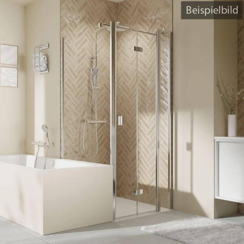 Neu Im Sortiment Breuer Elana 2.0 eckig Badewannenseitenwand für Drehtür oder Drehfalttür (auf Wanne) Wandanschlag links Klarglas hell 80 cm - Weiß matt