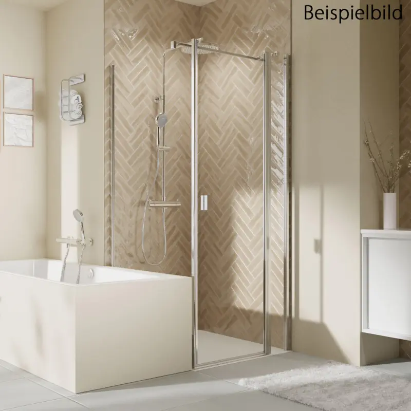 Mega-Angebot Breuer Elana 2.0 eckig Badewannenseitenwand für Drehtür oder Drehfalttür (neben Wanne) Wandanschlag links Terrazzo 80 cm - Alu Silber matt