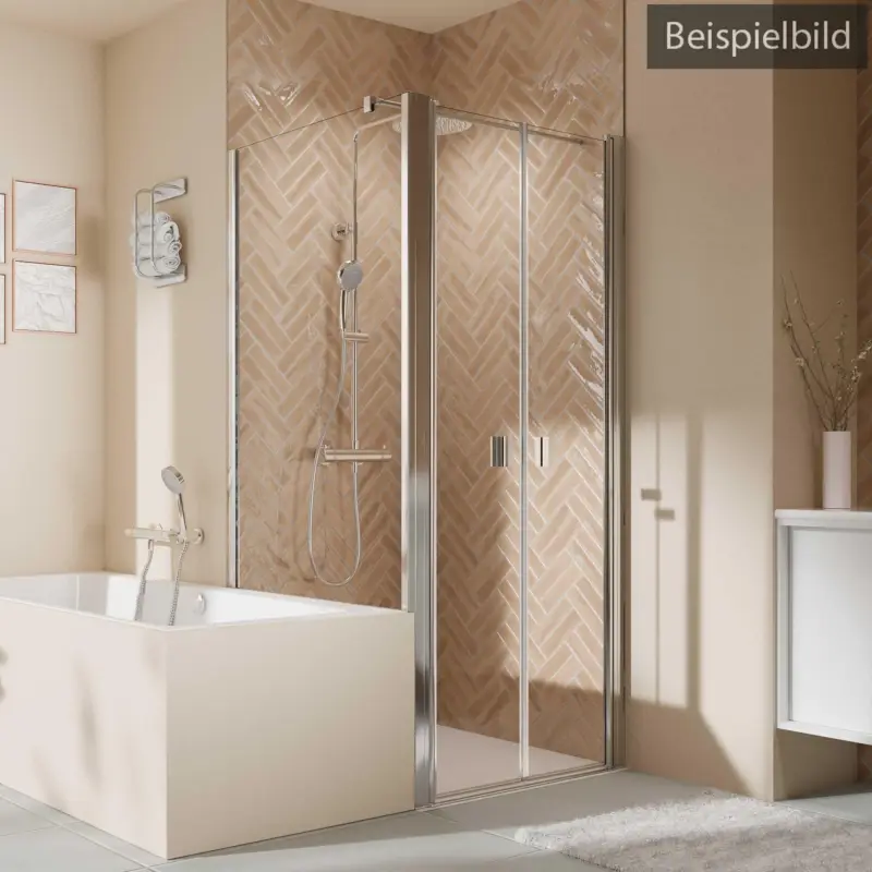 Breuer Elana 2.0 eckig Badewannenseitenwand für Pendeltür (auf Wanne) Wandanschlag links Grau getönt 80 cm - Alu Silber matt Letzte Chance