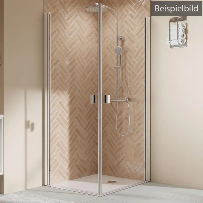 Breuer Elana 2.0 eckig Eckeinstieg Drehtür 2-teilig Terrazzo 80 x 90 cm - Alu Silber matt Abverkauf