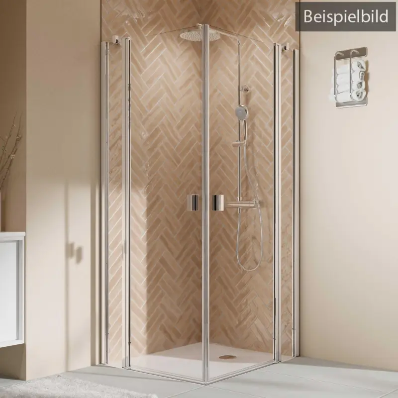 Breuer Elana 2.0 eckig Eckeinstieg Drehtür mit Festteil 4-teilig Intima 80 x 100 cm - Alu Chromeffekt Preiswert