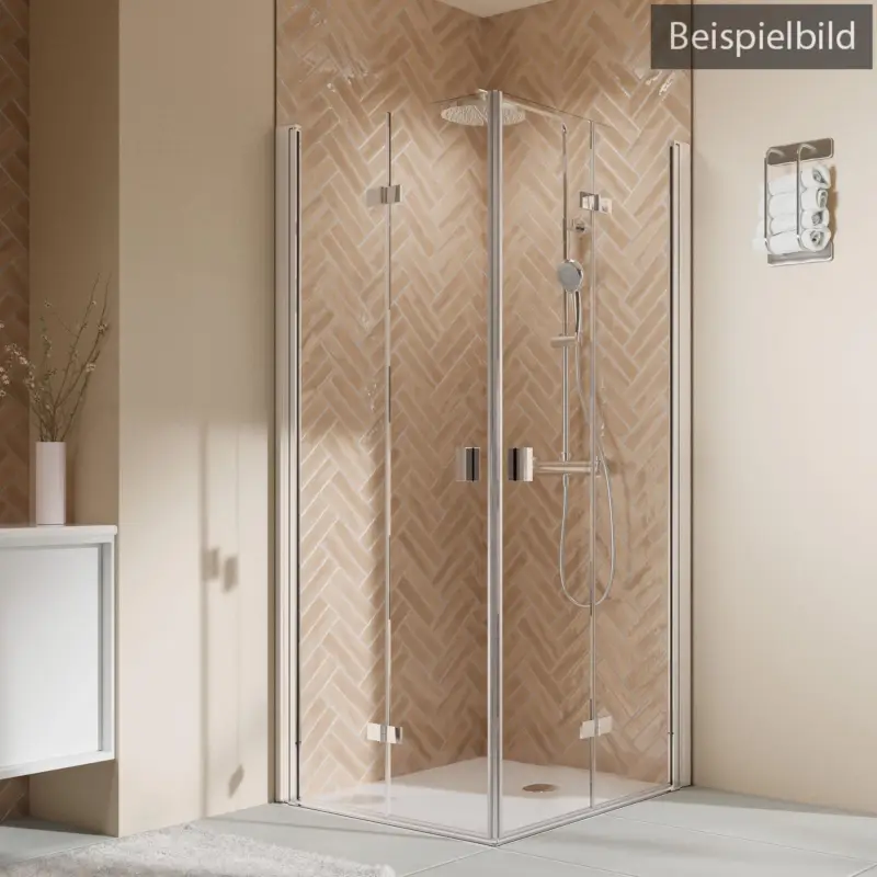 Breuer Elana 2.0 eckig Eckeinstieg Drehfalttür 4-teilig Bella C 75 x 90 cm - Alu Silber matt Top-Angebot