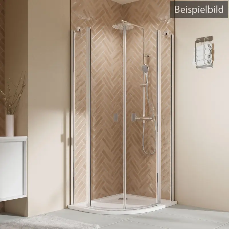 Sonderangebot Breuer Elana 2.0 eckig Black Edition Runddusche Drehtür 4-teilig Klarglas hell 90 x 100 cm Radius 550 mm - Schwarz matt
