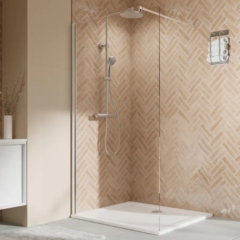 Kracherpreis Breuer Elana 2.0 eckig Walk-In Duschwand alleinstehend Klarglas hell 90 cm - Alu Chromeffekt