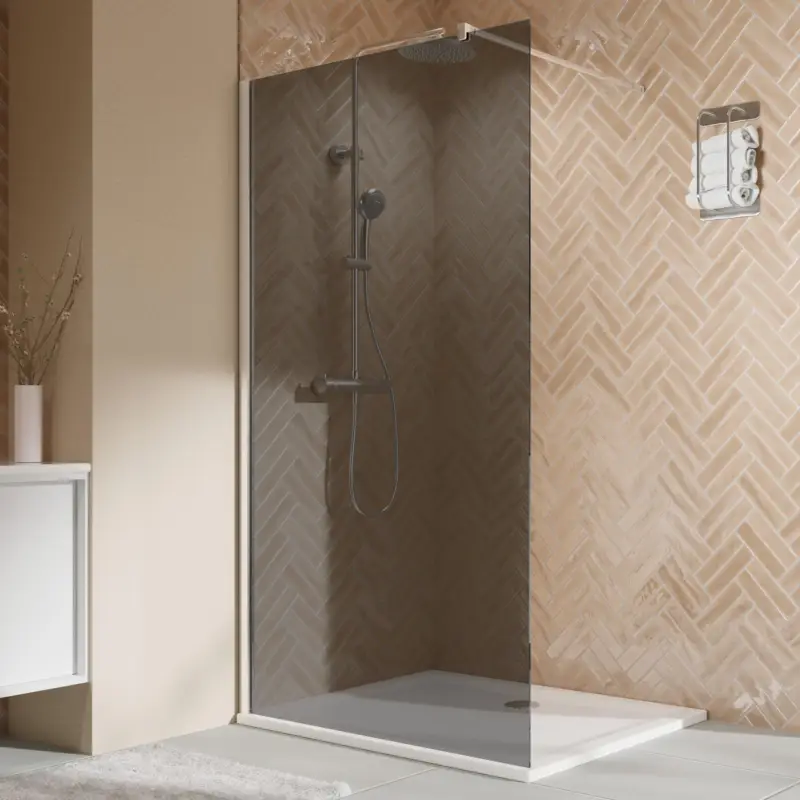 Must-Have Breuer Elana 2.0 eckig Walk-In Duschwand alleinstehend Grau getönt 80 cm - Alu Chromeffekt