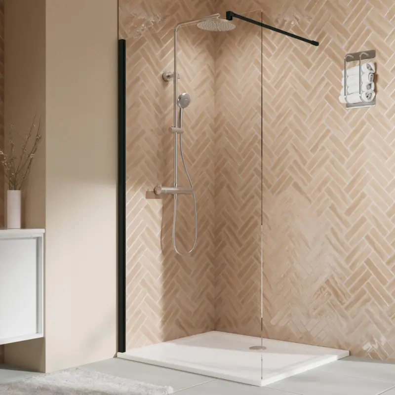 Breuer Elana 2.0 eckig Black Edition Walk-In Duschwand alleinstehend Klarglas hell 90 cm - Schwarz matt Top-Angebot