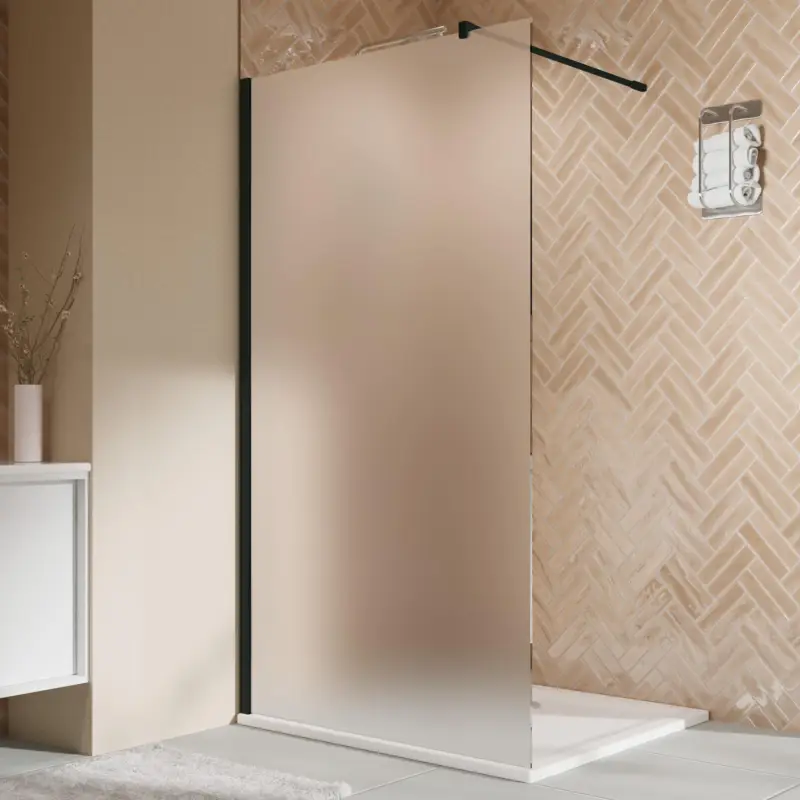 Breuer Elana 2.0 eckig Black Edition Walk-In Duschwand alleinstehend Satiniert 80 cm - Schwarz matt Nur Für Kurze Zeit