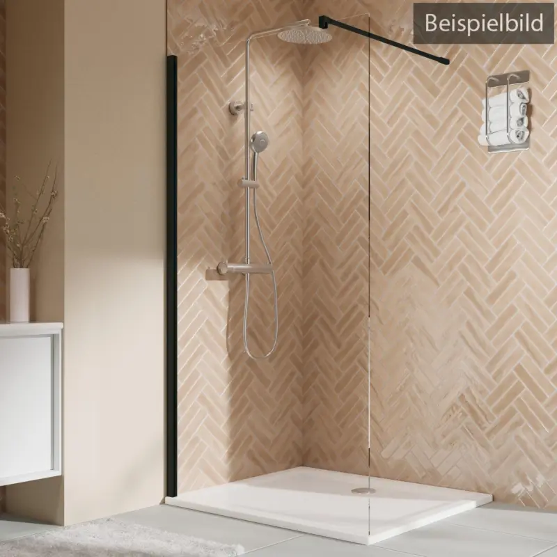 Breuer Elana 2.0 eckig Black Edition Walk-In Duschwand alleinstehend Klarglas hell mit DualPlus 80 cm - Schwarz matt Must-Have