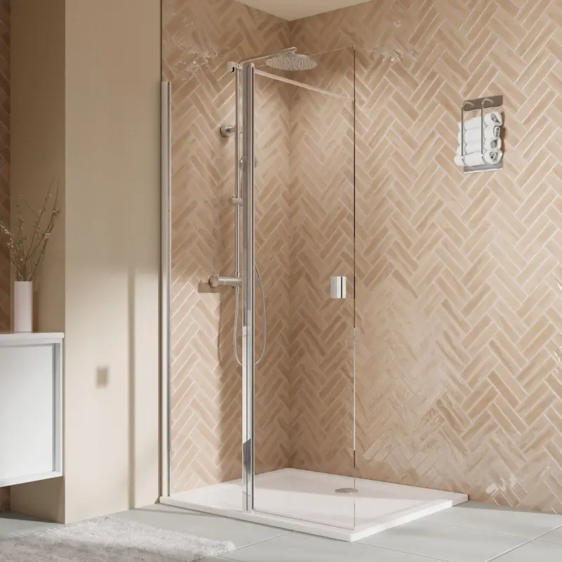 Breuer Elana 2.0 eckig Walk-In Duschwand mit beweglichem Element in Flucht Wandanschlag links Klarglas hell 160 cm - Alu Chromeffekt Bestpreis