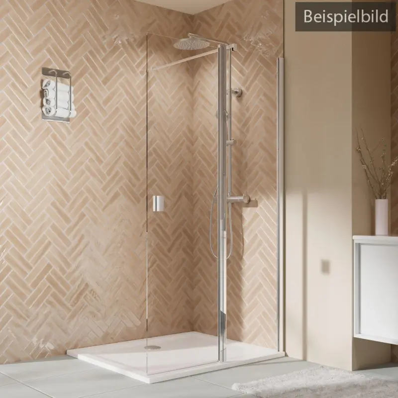 Highlight Breuer Elana 2.0 eckig Black Edition Walk-In Duschwand mit beweglichem Element in Flucht Wandanschlag rechts Bella C 160 cm - Schwarz matt