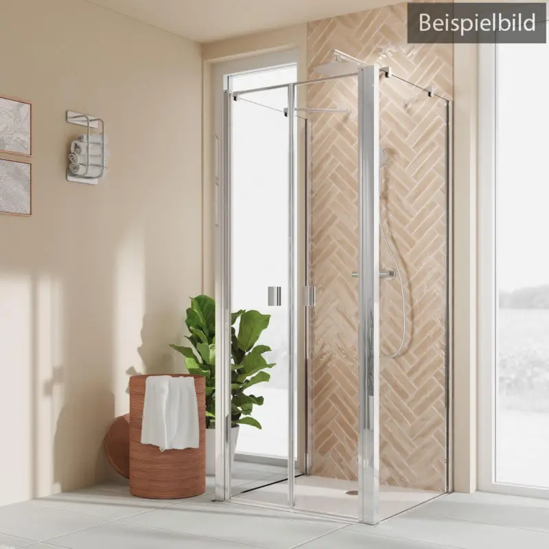 Solange Der Vorrat Reicht Breuer Elana 2.0 eckig U-Kabine Pendeltür mit 2 Seitenwänden Grau getönt 80 x 100 cm - Alu Silber matt