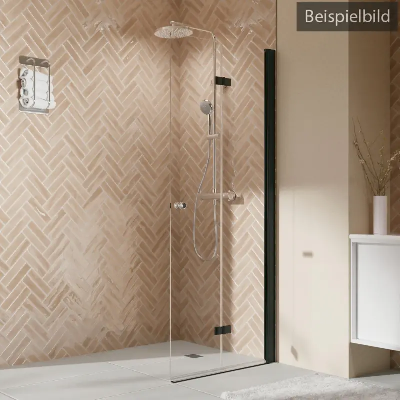 Breuer Elana 2.0 rund Black Edition Walk-In Drehfalttür alleinstehend Türanschlag rechts Mastercarre 100 cm - Schwarz matt Angebot