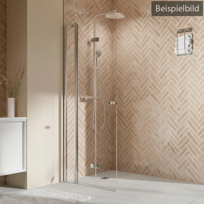 Breuer Elana 2.0 rund Walk-In Drehfalttür mit Festteil alleinstehend Türanschlag links Bronce getönt 140 cm - Alu Chromeffekt Zertifiziert