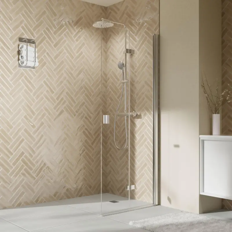 Direkt Vom Hersteller Breuer Elana 2.0 eckig Walk-In Drehfalttür alleinstehend Türanschlag rechts Klarglas hell 100 cm - Alu Chromeffekt