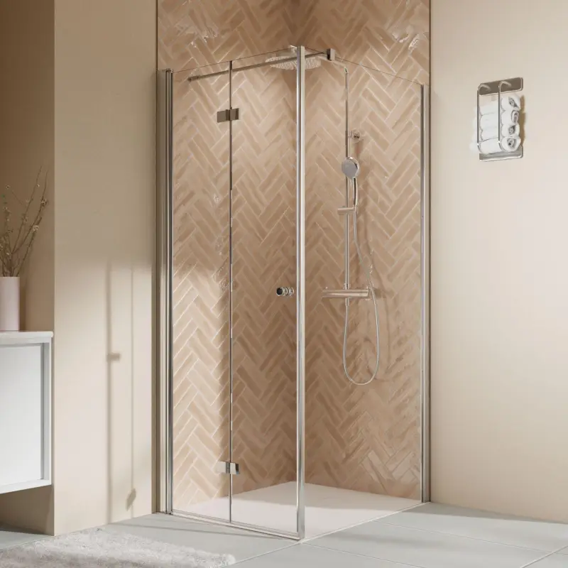 Expressversand Breuer Elana 2.0 rund Seitenwand für Drehtür oder Drehfalttür Wandanschlag rechts Klarglas hell 120 cm - Alu Chromeffekt