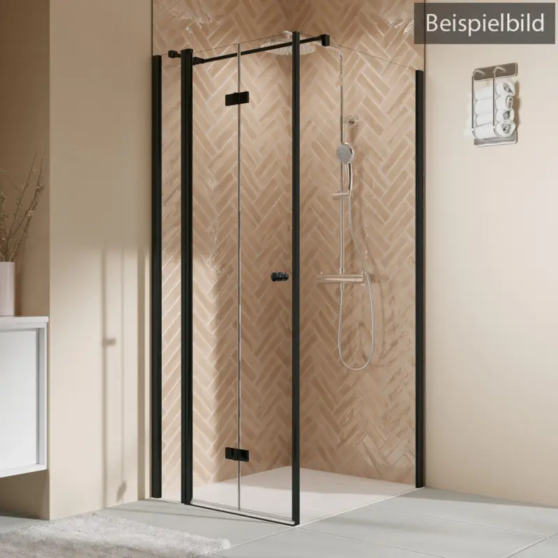 Breuer Elana 2.0 rund Black Edition Seitenwand für Drehtür oder Drehfalttür Wandanschlag rechts Terrazzo 120 cm - Schwarz matt Günstig