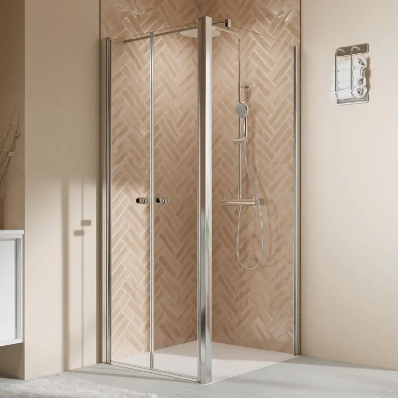 Preiswert Breuer Elana 2.0 rund Seitenwand für Pendeltür Wandanschlag rechts Klarglas hell 120 cm - Alu Chromeffekt