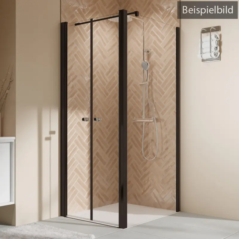 Garantierte Lieferung Breuer Elana 2.0 rund Black Edition Seitenwand für Pendeltür Wandanschlag rechts Klarglas hell mit DualPlus 75 cm - Schwarz matt
