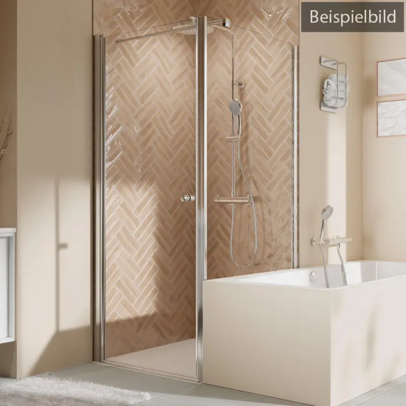 Angebot Breuer Elana 2.0 rund Badewannenseitenwand für Drehtür oder Drehfalttür (auf Wanne) Wandanschlag rechts Terrazzo 80 cm - Alu Silber matt