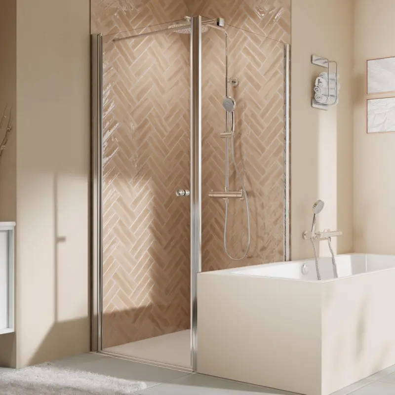 Breuer Elana 2.0 rund Badewannenseitenwand für Drehtür oder Drehfalttür (auf Wanne) Wandanschlag rechts Klarglas hell 80 cm - Alu Chromeffekt Bestseller