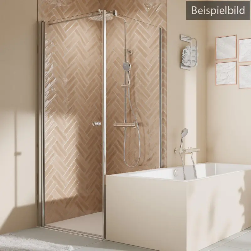Neue Kollektion Breuer Elana 2.0 rund Black Edition Badewannenseitenwand für Drehtür oder Drehfalttür (neben Wanne) Wandanschlag rechts Bella C 80 cm - Schwarz matt