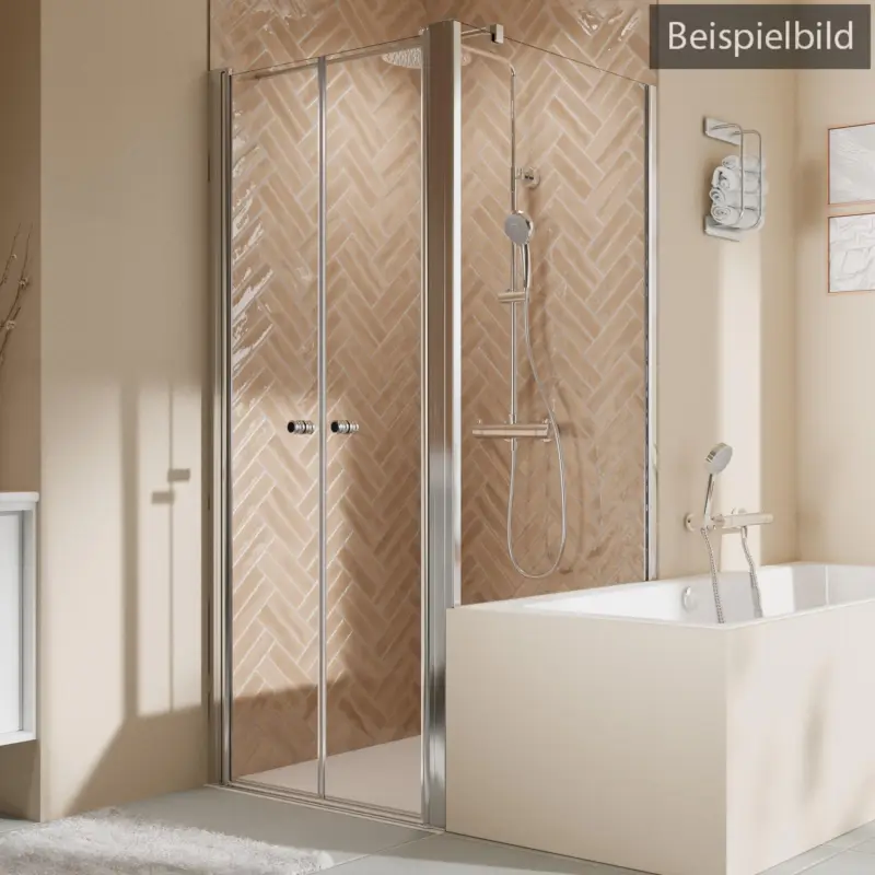 Breuer Elana 2.0 rund Black Edition Badewannenseitenwand für Pendeltür (auf Wanne) Wandanschlag rechts Bronce getönt 80 cm - Schwarz matt Preis Gesenkt