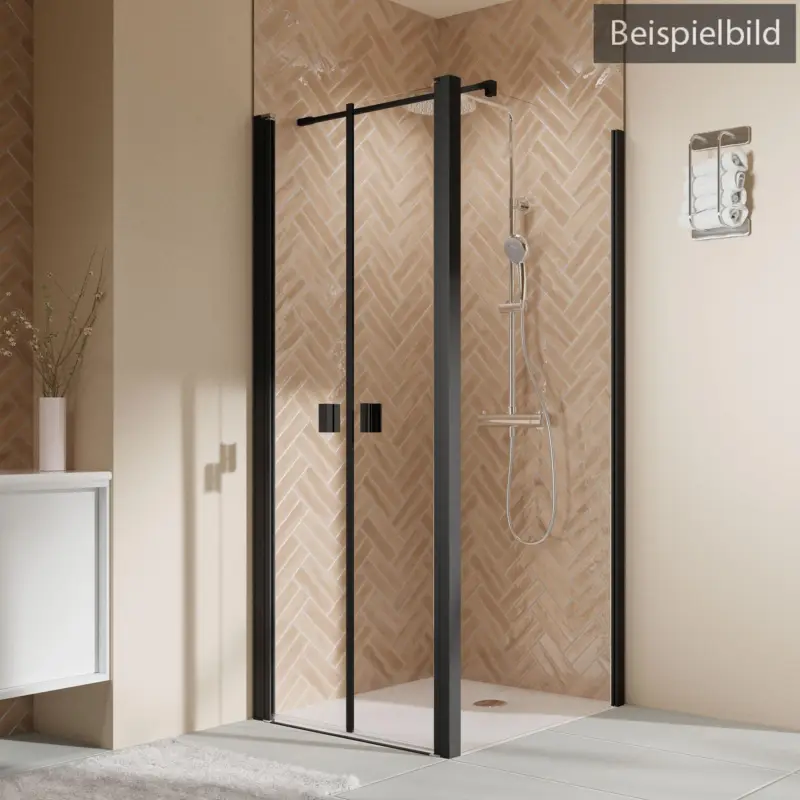 Breuer Elana 2.0 eckig Black Edition Seitenwand für Pendeltür Wandanschlag rechts Grau getönt 100 cm - Schwarz matt Ausverkauf
