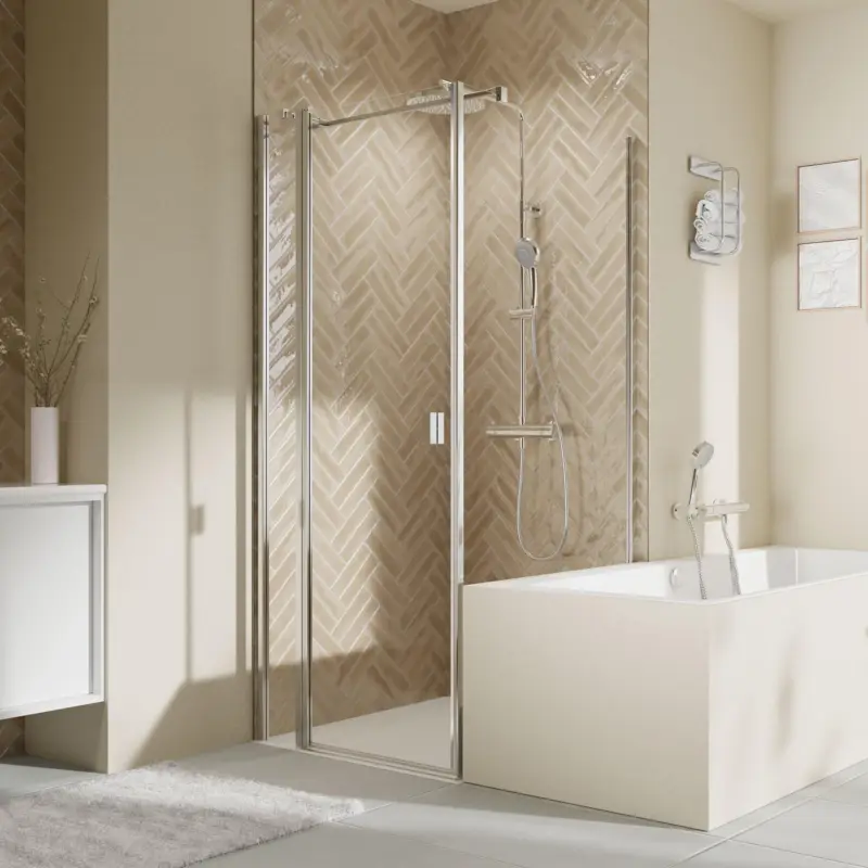 Top-Preis Breuer Elana 2.0 eckig Badewannenseitenwand für Drehtür oder Drehfalttür (neben Wanne) Wandanschlag rechts Klarglas hell 80 cm - Alu Chromeffekt
