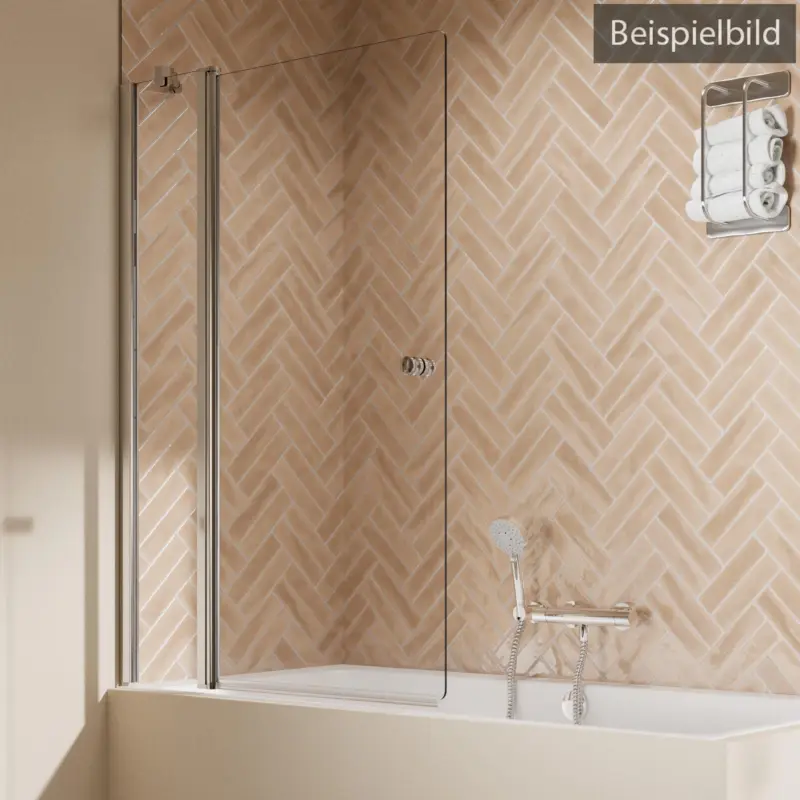 Nur Heute Breuer Elana 2.0 rund Drehtür mit Festteil für Badewanne Türanschlag links Intima 100 cm - Schwarz matt