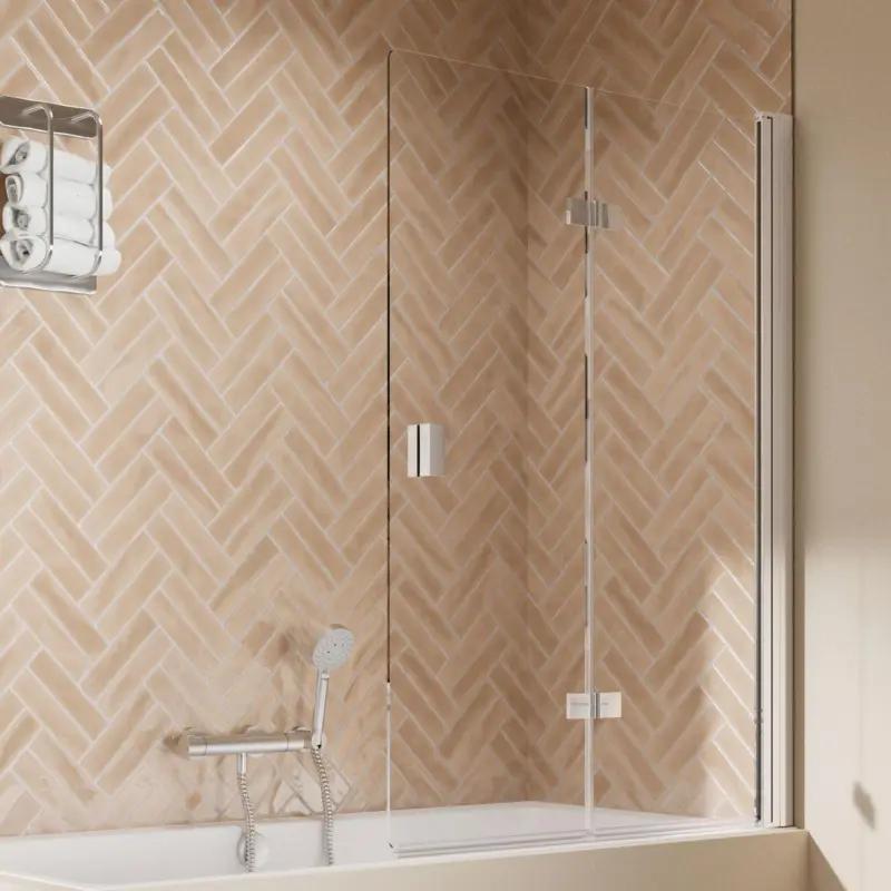Breuer Elana 2.0 eckig Drehfalttür für Badewanne 2-teilig Türanschlag rechts Klarglas hell 120 cm - Alu Chromeffekt Sale