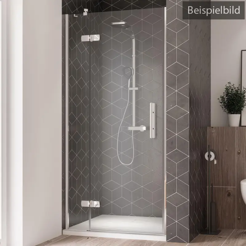 Zertifiziert Breuer Avanta Drehtür mit Festteil für Nische Türanschlag links Bella C 80 cm - Alu Chromeffekt