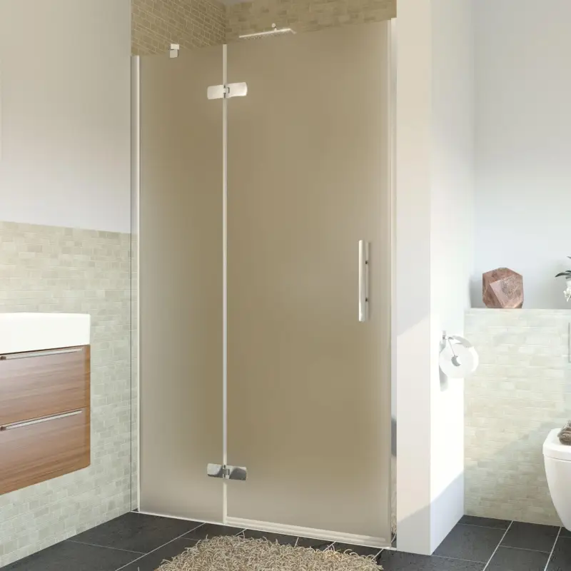 Jetzt Kaufen Breuer Avanta Drehtür mit Festteil für Nische Türanschlag links Satiniert 90 cm - Alu Chromeffekt