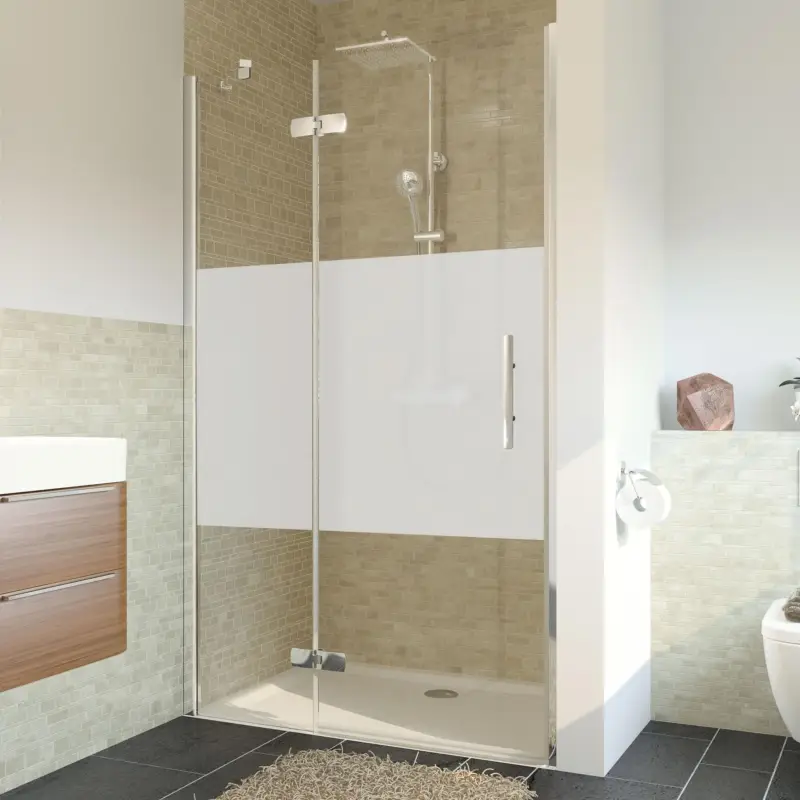 Heißes Angebot Breuer Avanta Drehtür mit Festteil für Nische Türanschlag links Intima 100 cm - Alu Chromeffekt