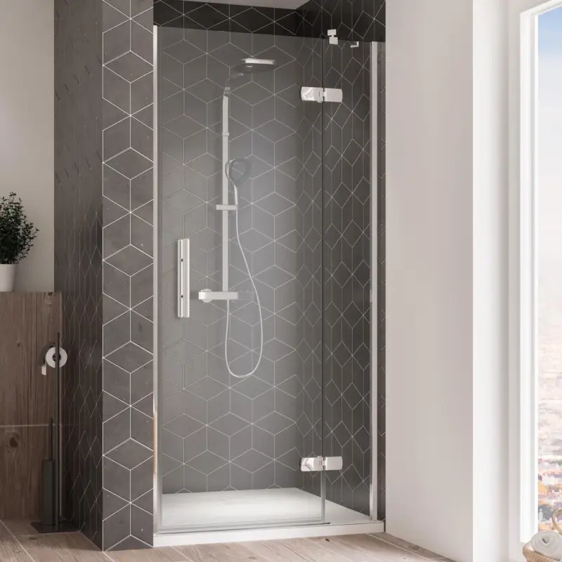 Online Kaufen Breuer Avanta Drehtür mit Festteil für Nische Türanschlag rechts Klarglas hell mit DualPlus 120 cm - Alu Chromeffekt