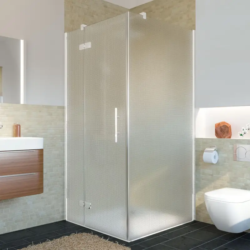 Breuer Avanta Drehtür mit Festteil für Seitenwand oder Badewannenseitenwand (neben Wanne) Türanschlag links Mastercarre 90 cm - Alu Chromeffekt Billig