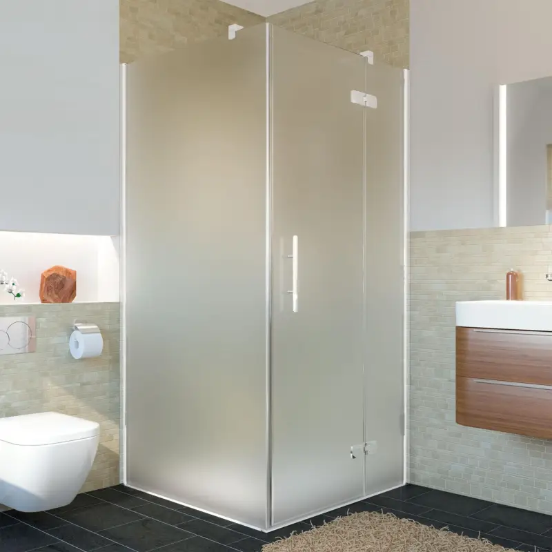 Breuer Avanta Drehtür mit Festteil für Seitenwand oder Badewannenseitenwand (neben Wanne) Türanschlag rechts Satiniert 80 cm - Alu Chromeffekt Mega-Angebot