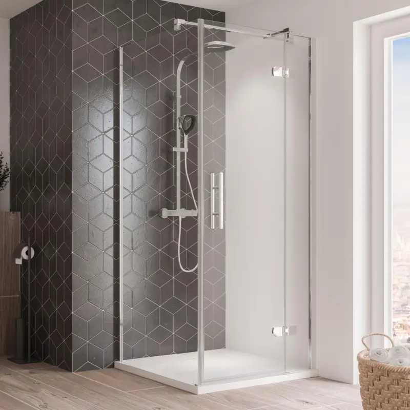Breuer Avanta Seitenwand für Drehtür mit Festteil Klarglas hell 90 cm - Alu Chromeffekt Super-Preis